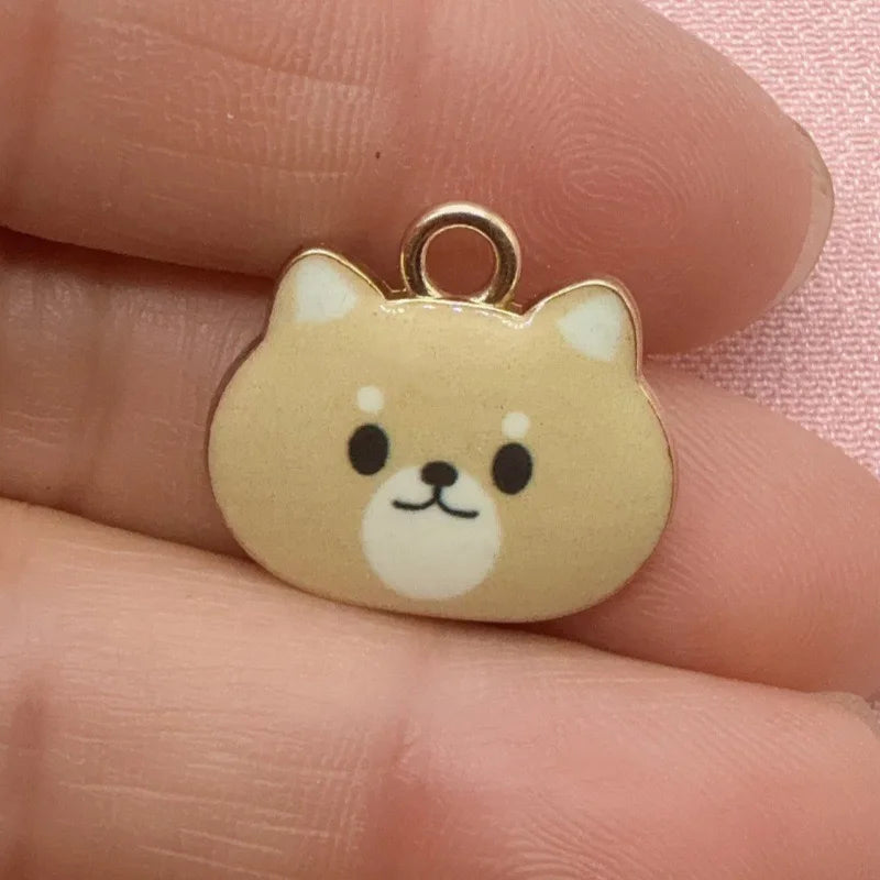 12pcs Printed Cat Head Alloy Drip Oil Pendant, DIY Jewelry Making Earrings, Keychains, Accessories