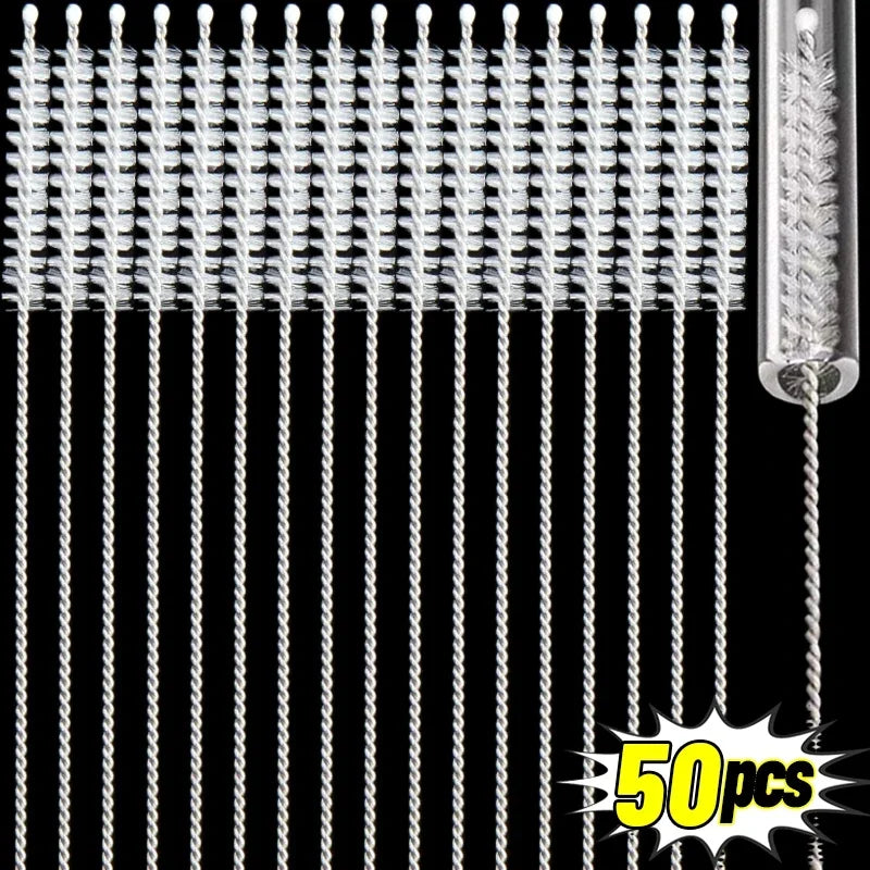 1/50pcs Stainless Steel Straw Cleaning Brush Long Handle Drinking Straws Tube Pipe Cleaner Brushes Baby Cup Bottles Clean Tools