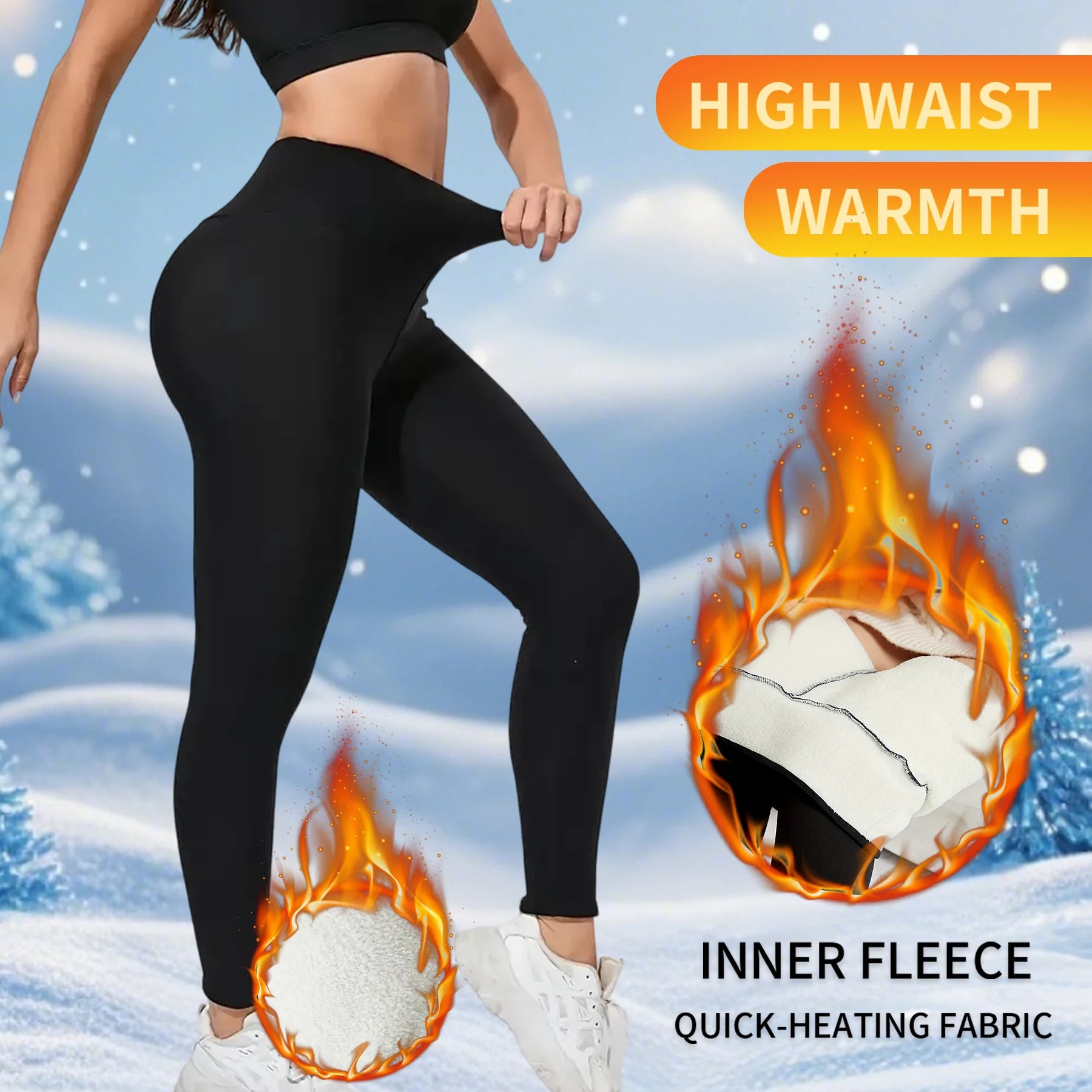 1PC Women Autumn Winter Plus Velvet Shapewear Pants High Waist Elastic Slim Solid Color Warm Leggings Running Yoga Prevent Cold