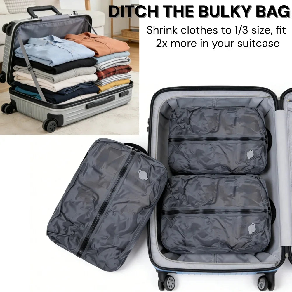Travel Vacuum Storage Bags Luggage Packing Bag, Save 60% Space Travel Vacuum Sealed Bag Storage Bags Reusable Waterproof Bag