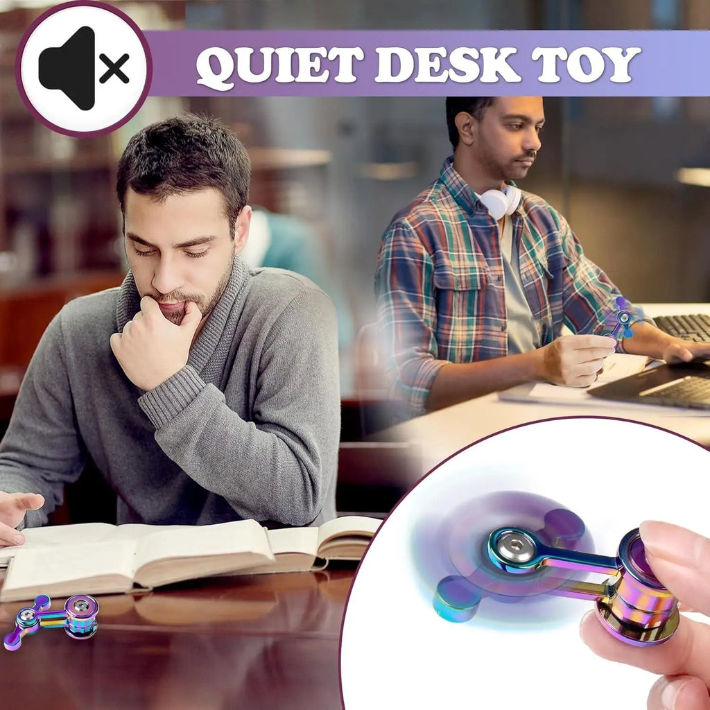 Metal Sensory Fidget Hand Toys, Focus Finger Spinning Toys for Adults, Relieves Stress & Boredom, Perfect Office Gift
