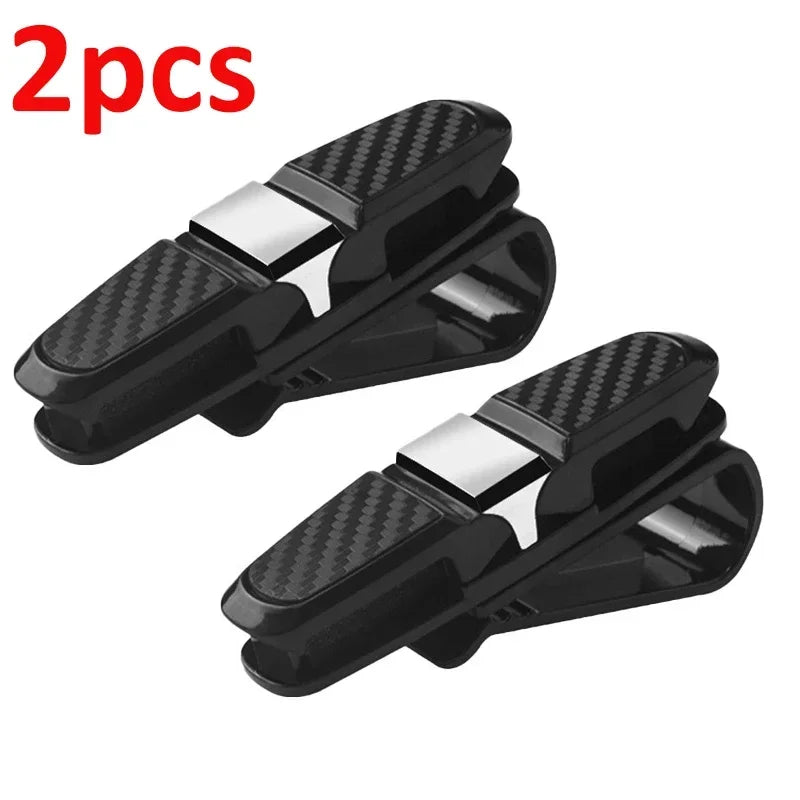 2PCS Car Glasses Case Auto Sun Visor Glasses Holder Sunglasses Clip Sunglasses Eyeglasses Card Holder Car Accessories Interior