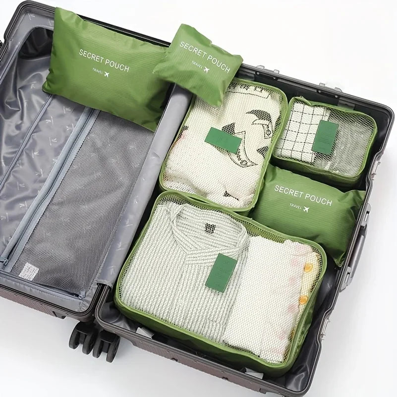 6pcs Multifunction Travel Bags Waterproof Clothes Storage Luggage Organizer Pouch Packing Cube Men And Women Travel Storage Bag