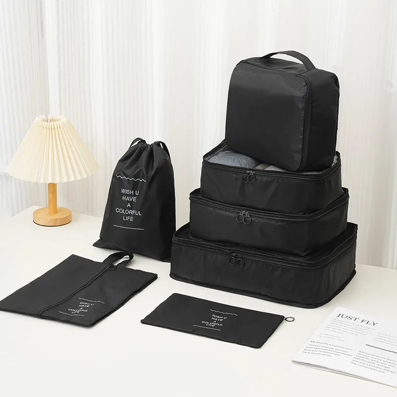 7Pcs Multi-color Travel Packing Cubes Set Luggage Organizer for Clothes Shoes Cosmetics - Space Saving for Home & Hotel Use