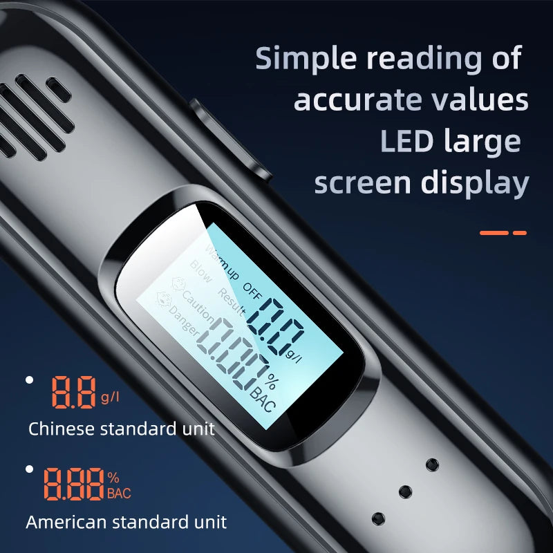 Alcohol Tester, Breathalyzer, Breath Analysis Device, High-Precision and Sensitive, Specifically Designed for Household Cars