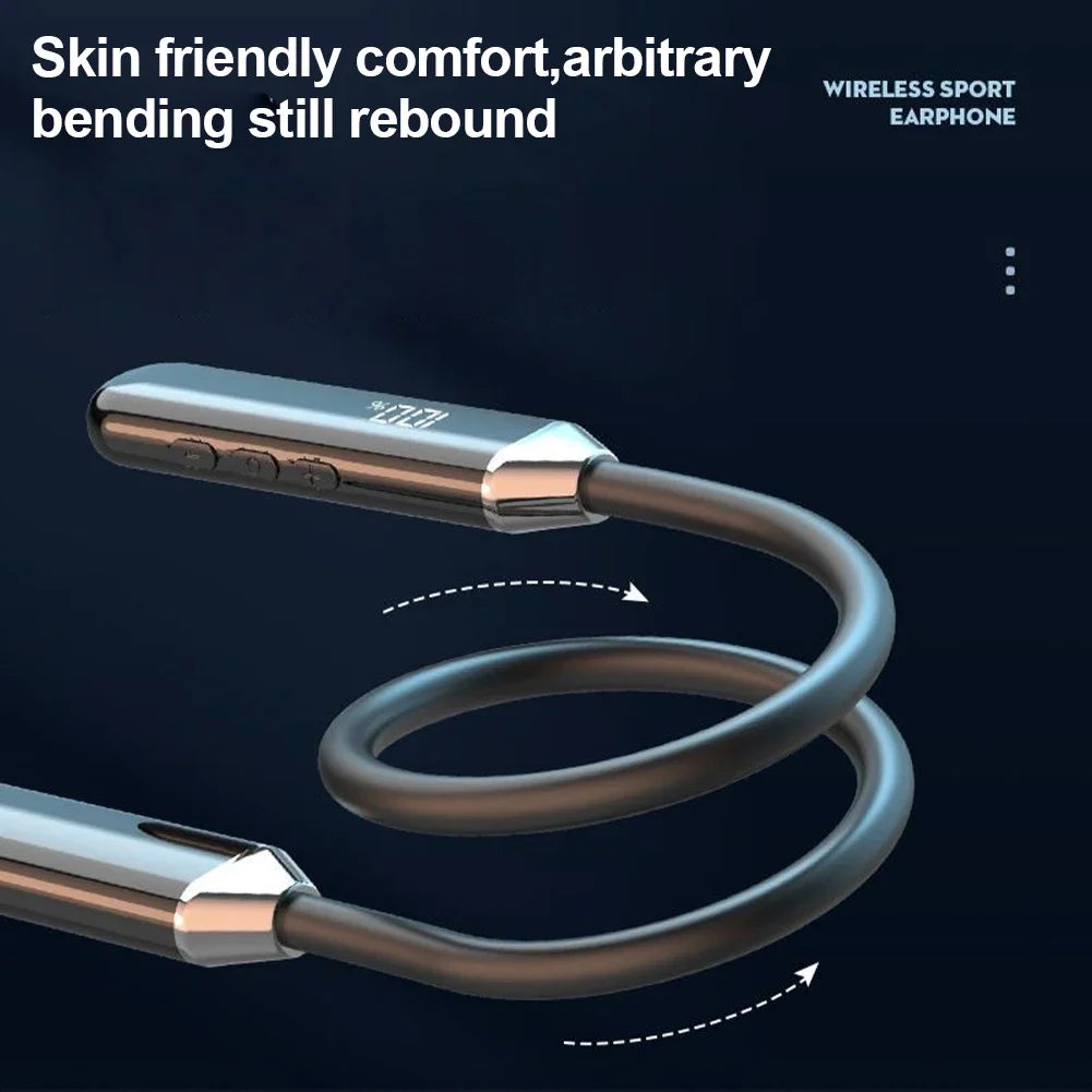 Neckband 5.2 Bluetooth Headphones Extra Long Standby Stereo Noise Reduction Earplug Sports Headphones With Digital Display