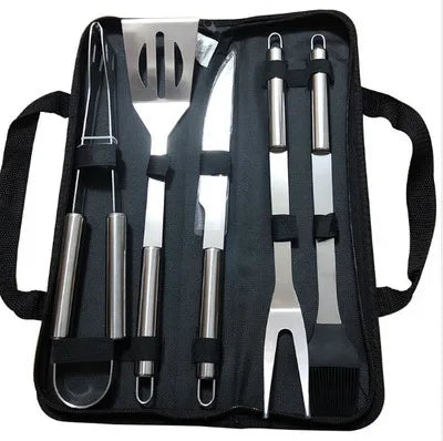 Stainless Steel Complete BBQ Tool Set Portable Storage Cloth Bag Grill Baking Accessories For Outdoor Barbecue Camping Cooking