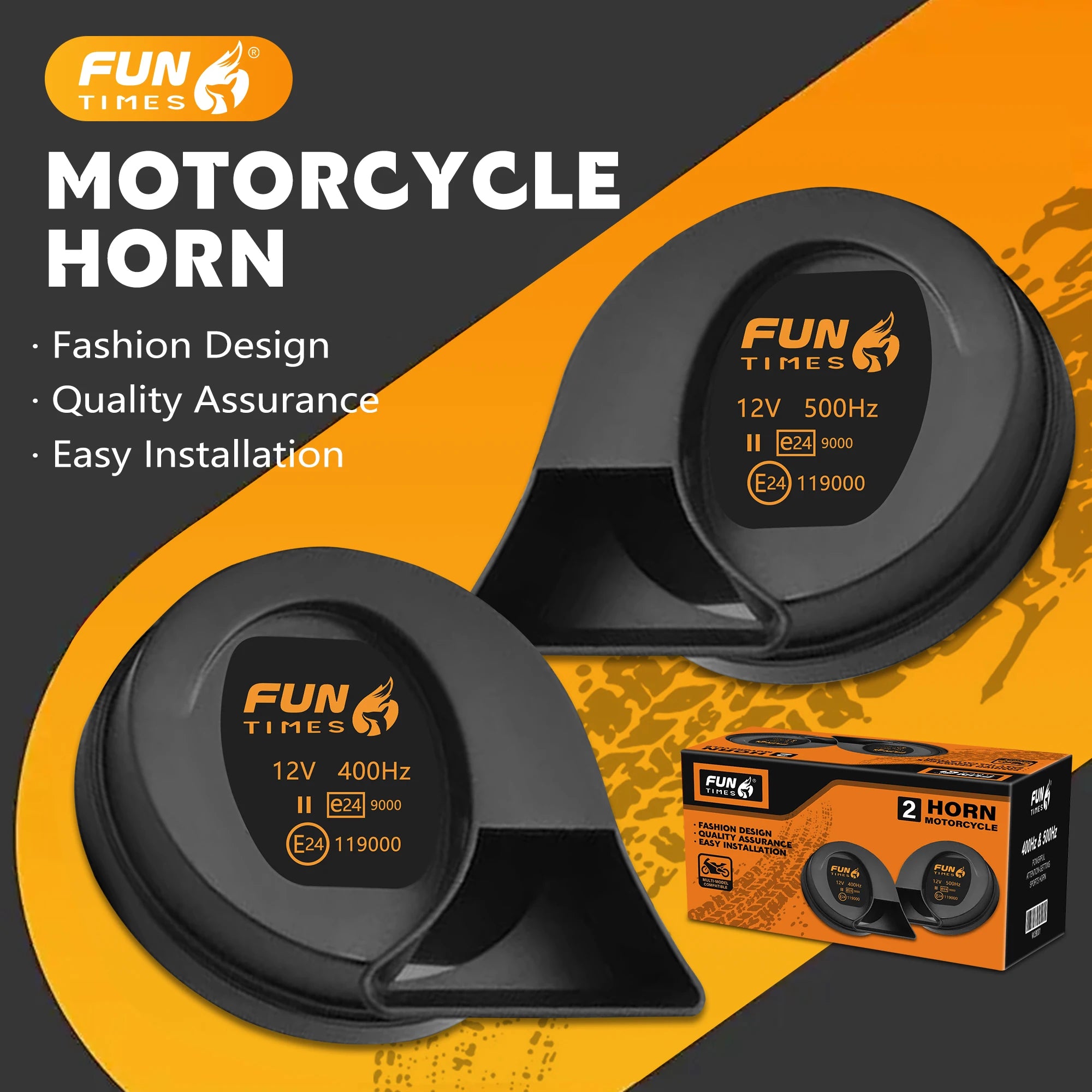 FUNTIMES Snail Horn Motorcycle Aftermarket Horn Dual-Tone High-Decibel Siren Electric Horn