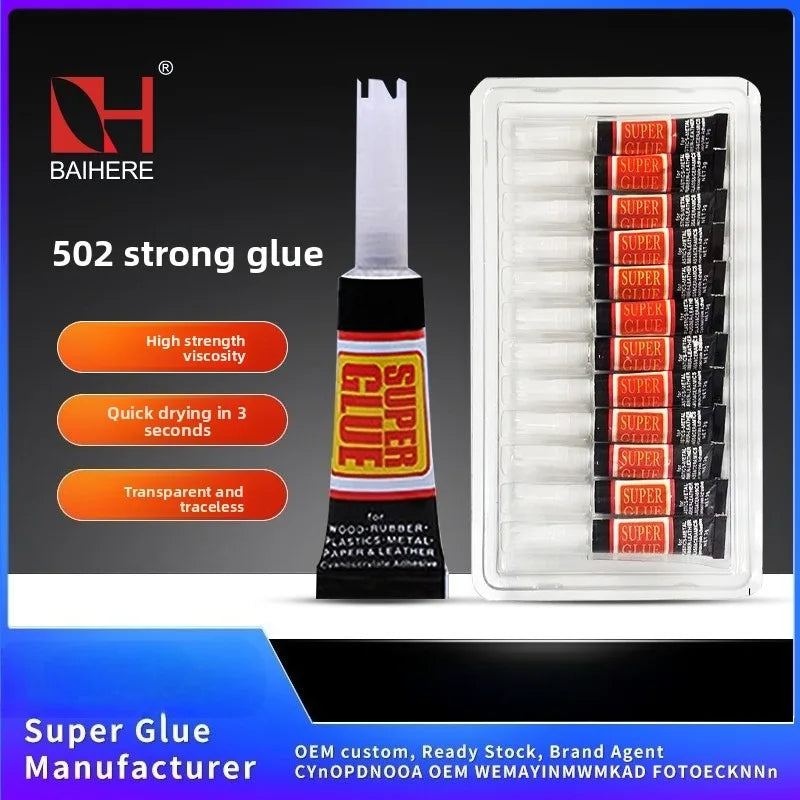 Liquid Super Glue Wood Rubber Metal Glass Cyanoacrylate Adhesive Stationery Store Nail Gel 502 Instant Strong Bond Leather