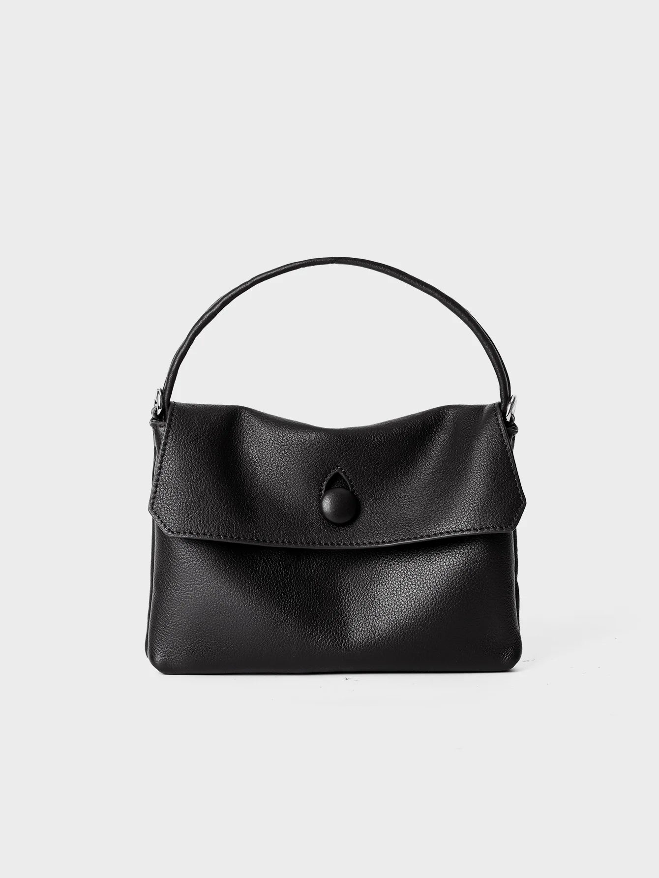 Genuine Leather Button Bag Small Cowhide Handbag Shoulder Bag for Mobile Phone