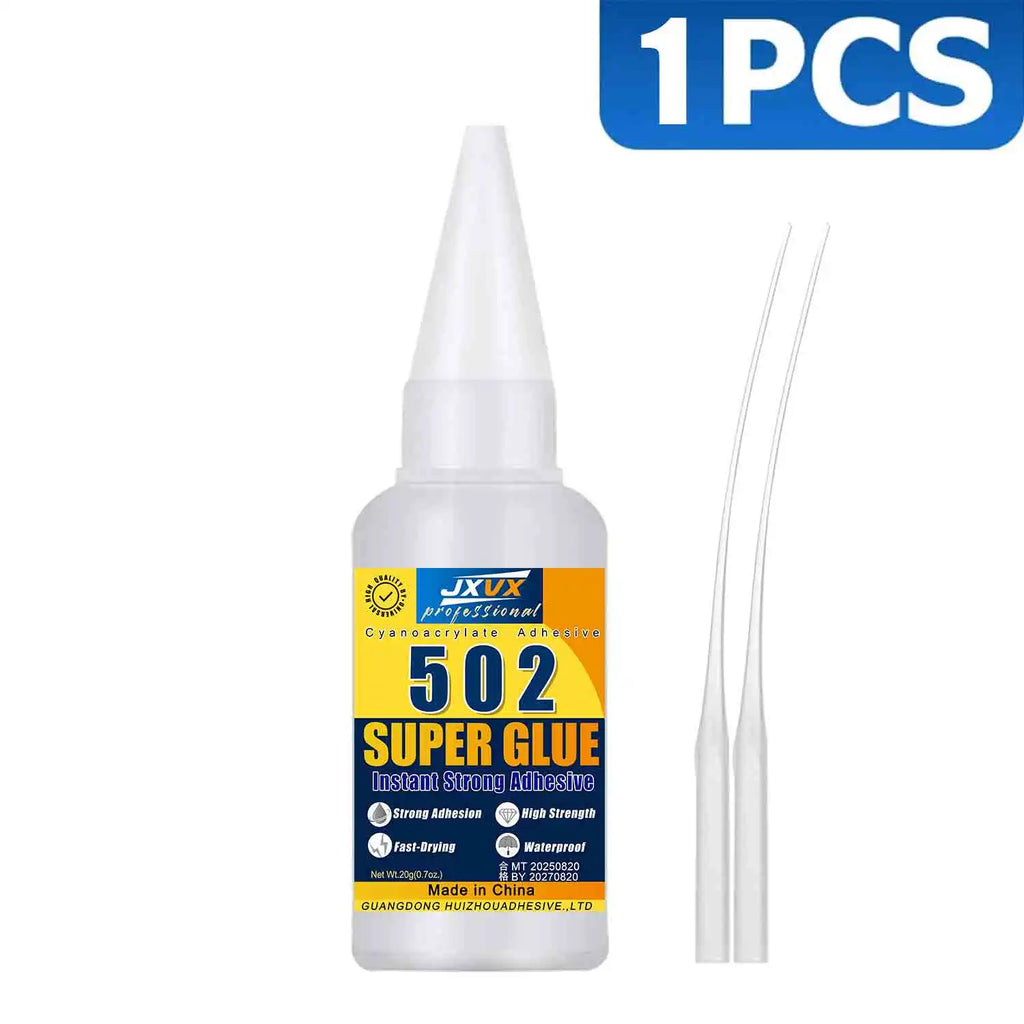 JXVX 1-5pcs High-Strength 502 Super Glue Instant Adhesive High-Temperature Resistant Bonding Agent Suitable for Metal, Plastic, PVC, and Wood Powerful Liquid Glue Tool with Dispenser Included.