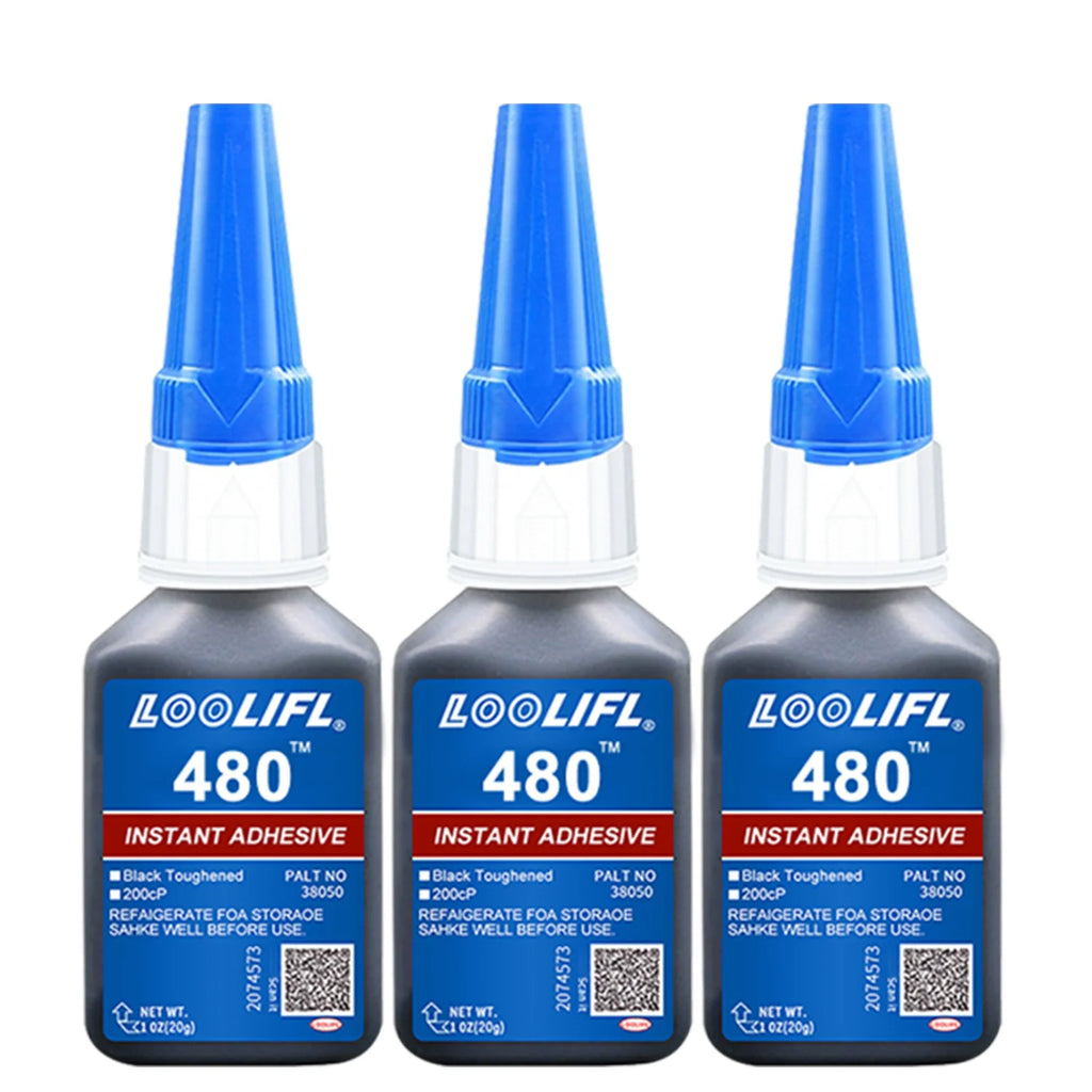 LOOLIFL 480 Black Instant Adhesive - Strong Bond for Rubber Tires, Speaker Cones, Automotive & Audio Repair,Vibration Proof Glue