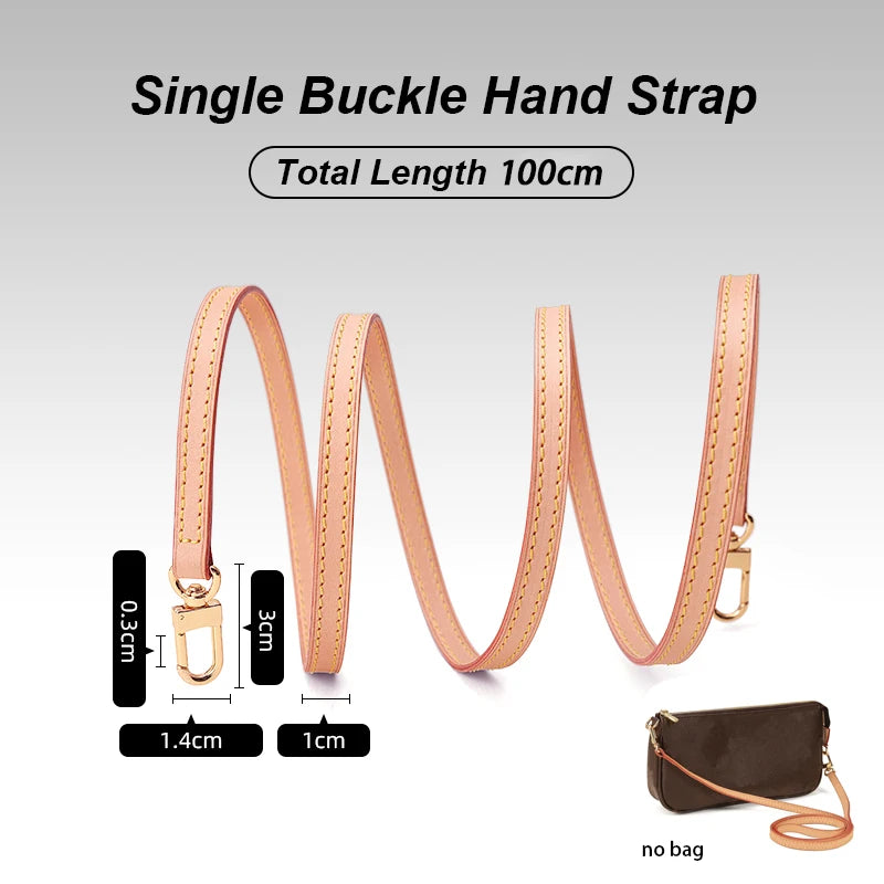CRAZYSMITH Bag Strap for LV Pochette Acceessories Bags 100% Genuine Leather Shoulder Straps Handbag Belt Replacement Purse Strap