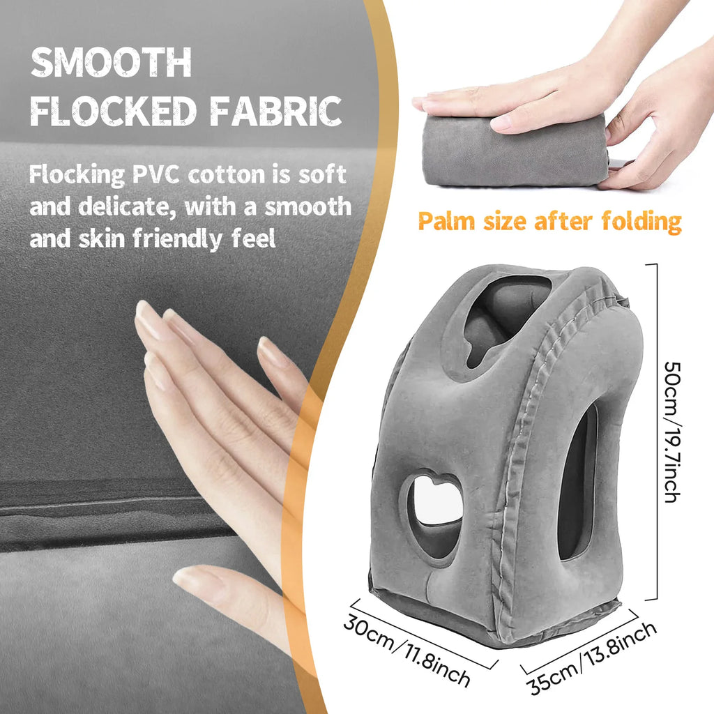 1pc Inflatable Travel Pillow Airplane Pillow With Patented Valve Design Neck Head Support Travel Accessories