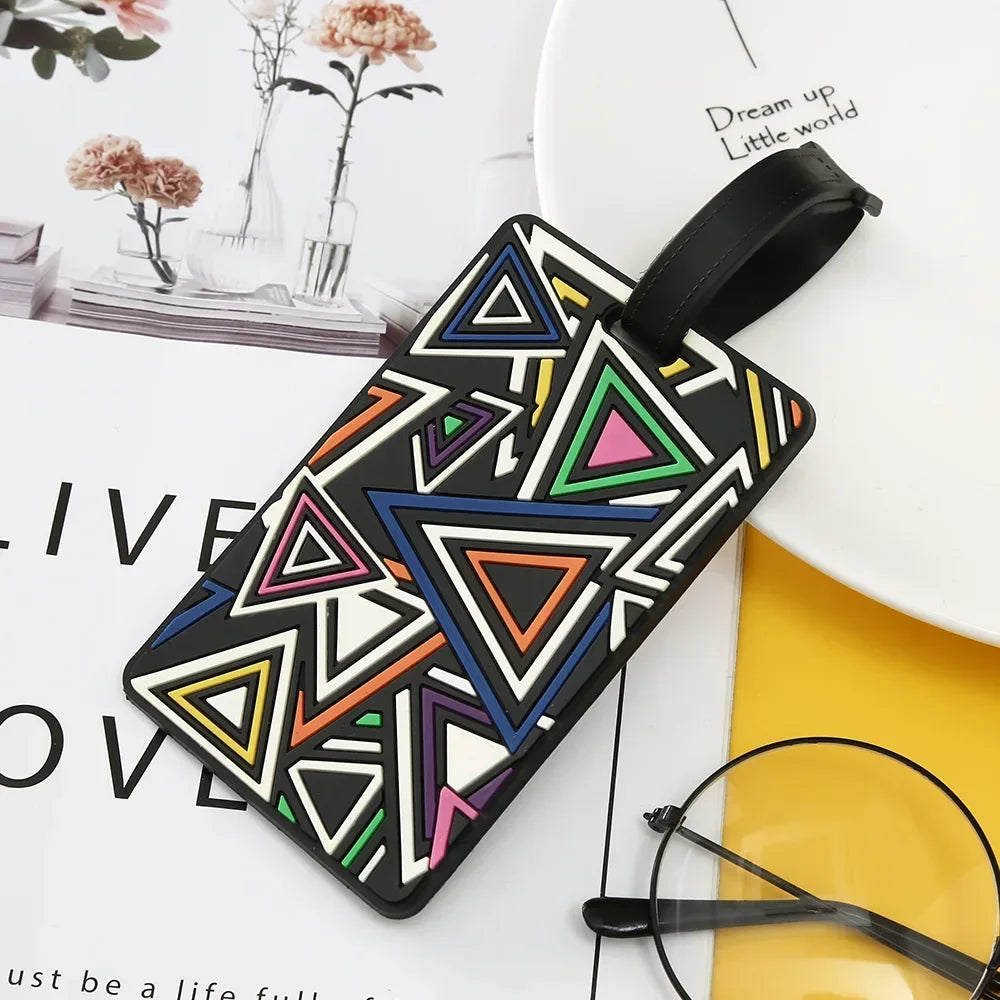 Geometric Soft Silicone Luggage Tags Suitcase ID Name Holder Travel Accessories