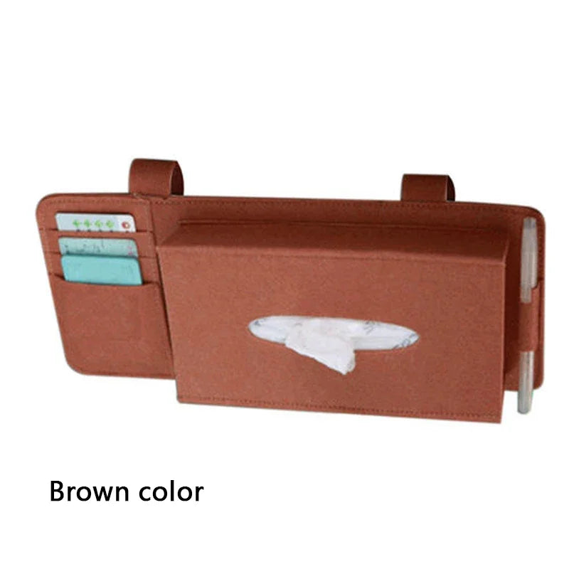 2025 Creative Car Sunshade Tissue Box Paper Towel Bag Multi - Function Felt Car Hanging Seat Car Interior Storage Box Supplies
