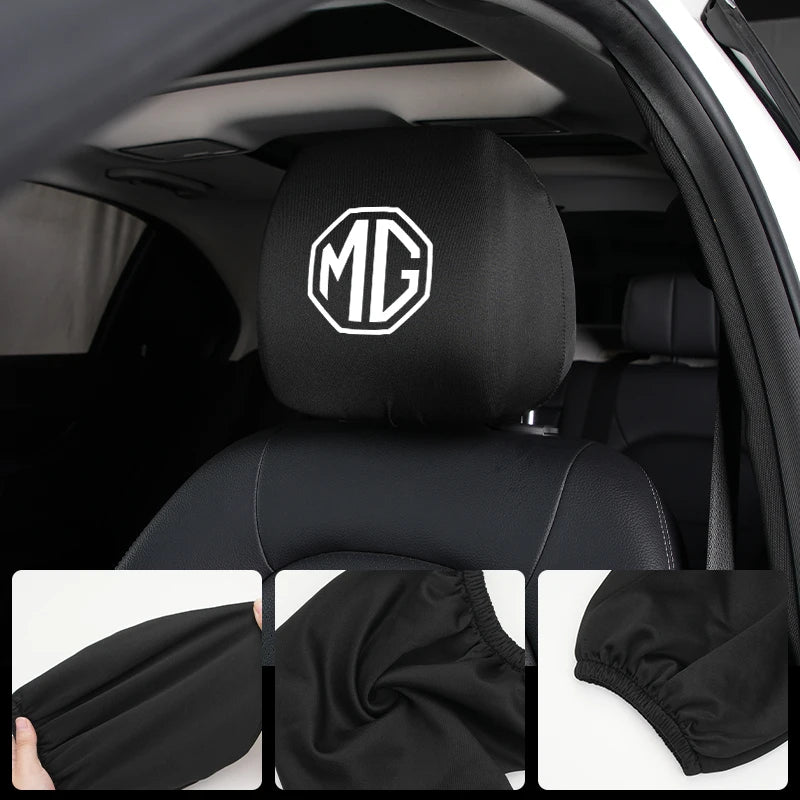 Car Black Seat Cover Headgear Headrest Covers Decoration For Morris Garages MG 3 5 6 7 HS ZS GS Hector TF GT ZR RX5 RX8 350 550