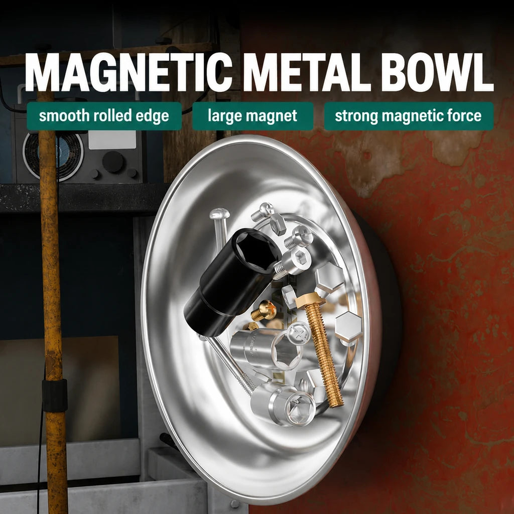 Round Stainless Steel Magnetic Parts Storage Bowl Metal Hardware Holder Tray For Garage Workshop Screws Nuts Bolts Organizer