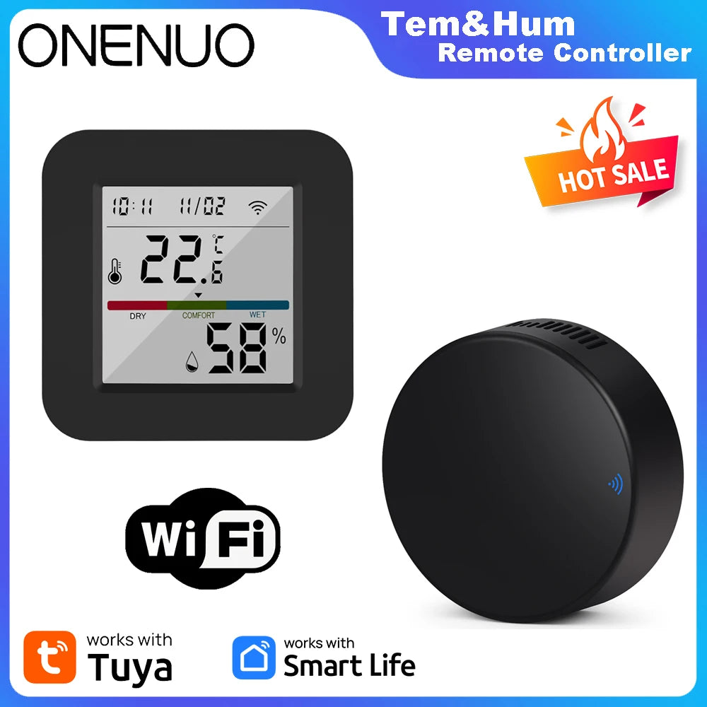 Tuya Smart Universal IR Remote With Temperature Humidity Sensor for Air Conditioner TV AC with/No Screen