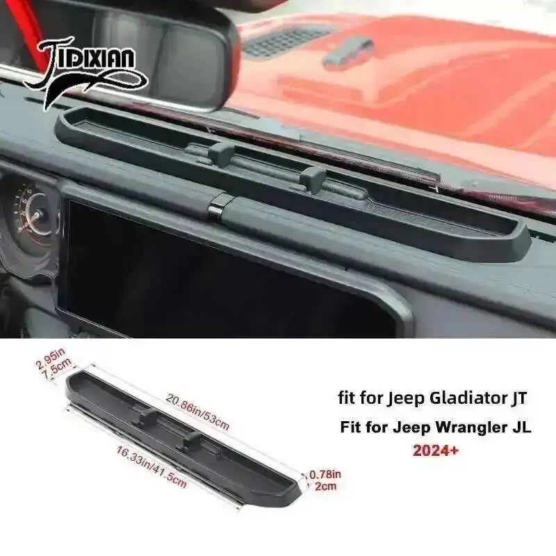 JIDIXIAN for Jeep Wrangler JL 4Xe for Gladiator JT 2018 2019 2020 2021 2022 2023 2024 2025 Dashboard Phone Holder Storage Box