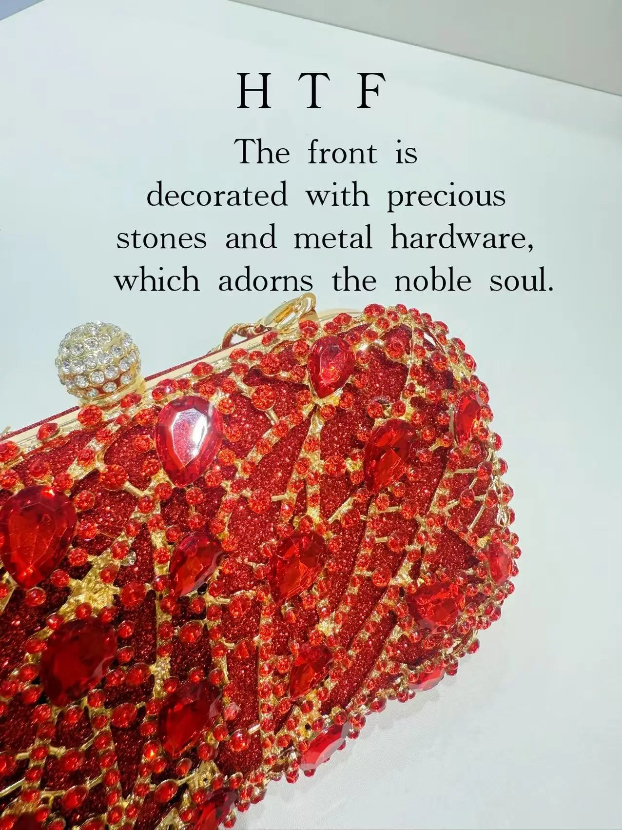 Women Red Crystal Evening Bags Lady Stone Handbag Bridal Diamond Clutch Purse Female Metal Minaudiere Wedding Party Clutches Bag