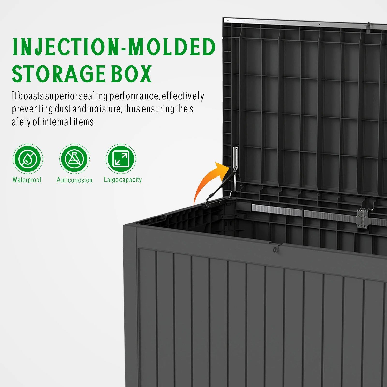230 Gallon Heavy-Duty Resin Outdoor Storage Box, Wood Grain Patio, Garden & Pool Deck Organizer for Sports Gear, Yard Tools, Throw Pillows | Sturdy Plastic Construction, Multi-Purpose Use, Patio Storage Box, Classic Design, D