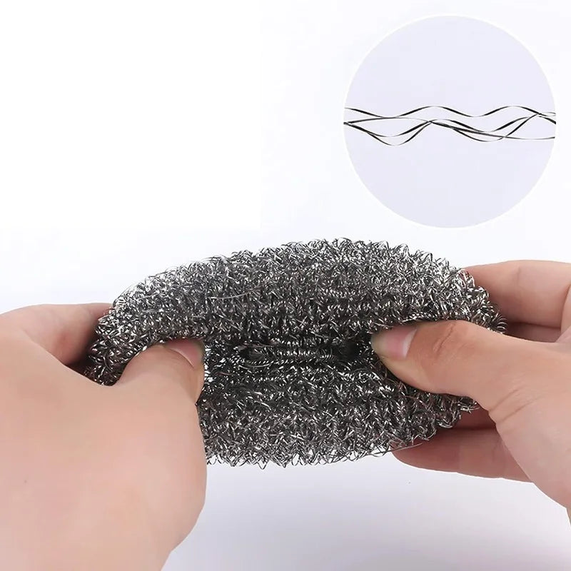 50/1Pcs Stainless Steel Cleaning Ball Steel Wire Ball Household Kitchen Washing Pots Pans Dishes Remove Dirt Rust Scrubbing Tool