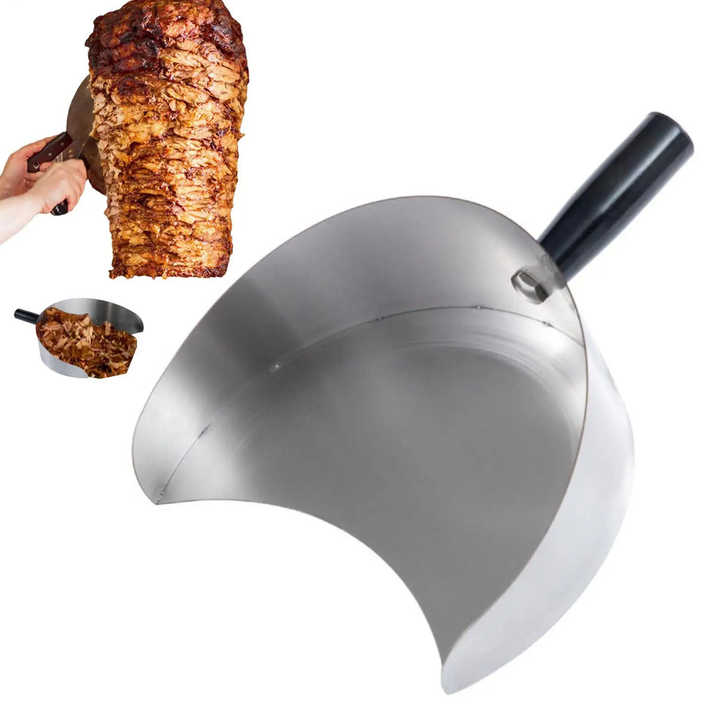 Handheld Kebab Doner Shove Rotisserie Catch Pan Meat Catcher Stainless Steel Rotisserie Meat Shovel Non-Stick Pans for Barbecue