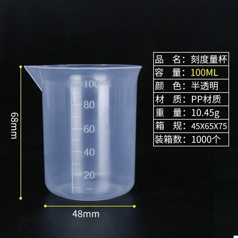 100ml Mixing Cups Plastic Liquid Container Epoxy Resin Scale Beaker Chemical Laboratory Cups Measuring Cup Kitchen Baking Tools