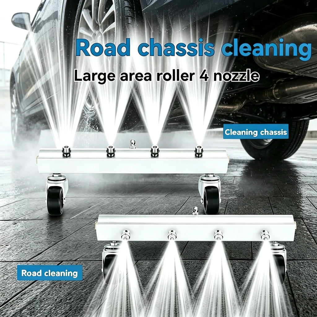 Wheeled Undercarriage Washer 4 Spray Nozzles Pressure Washer Chassis Cleaner 1/4 Quick Plug Car Under Frame Cleaning Accessory