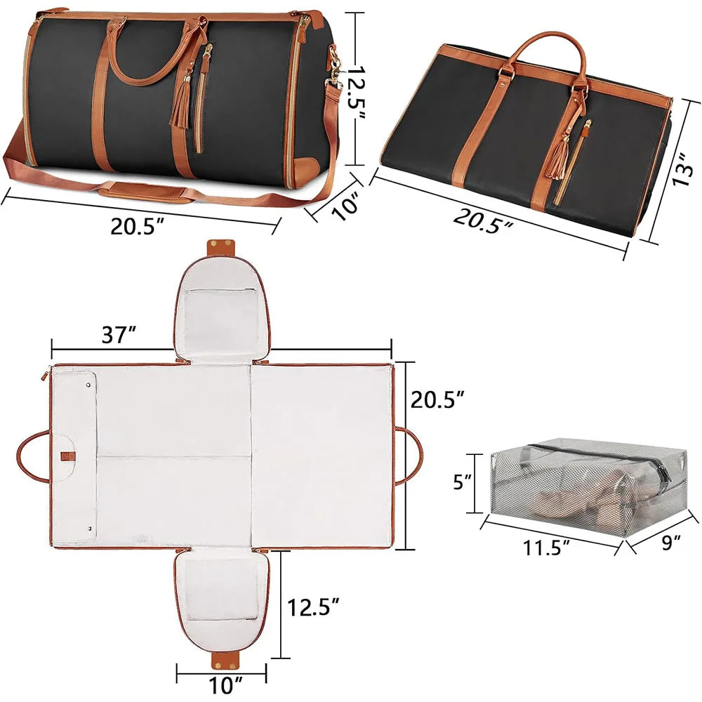 Garment Duffle Bags for Travel Luggage Bag for Women Foldable Multi-Function Storage Bag with Shoe Pouch 2 in 1 Hanging Suitcase