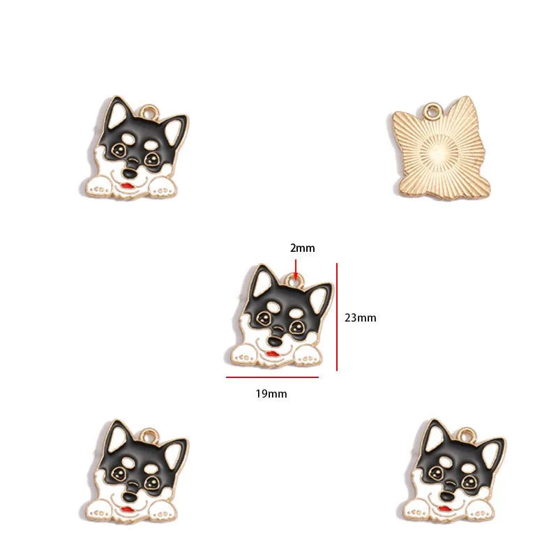 12pcs Alloy Drip Oil Cute Pet Dog Jewelry DIY Pendant Earrings Necklace Accessories Keychain Pendant Handmade