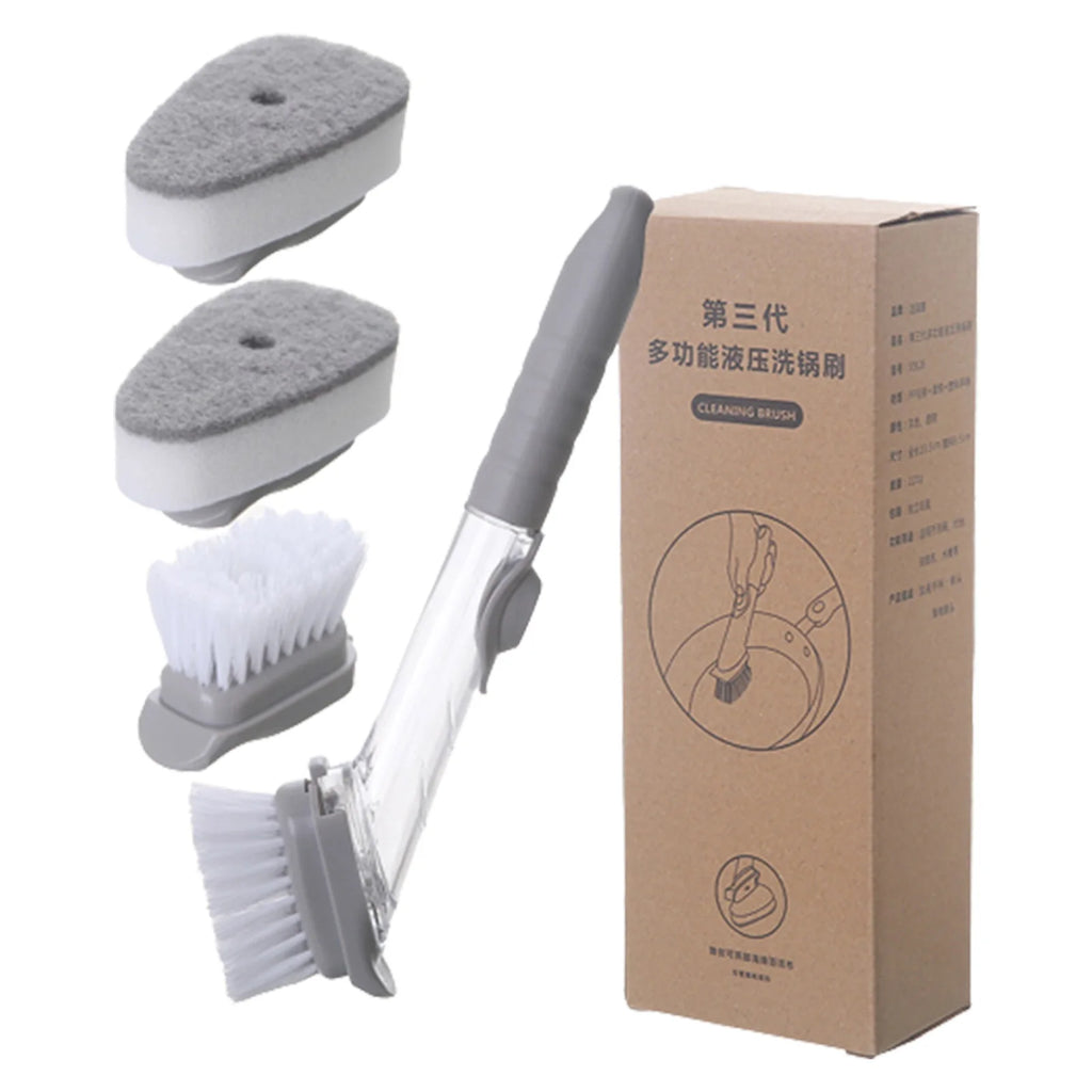 Dish Scrubber with Soap Dispenser with Optional Replaceable Brush Heads Brush Scrubber for Pot Pan Sink Cleaning Household xqmg