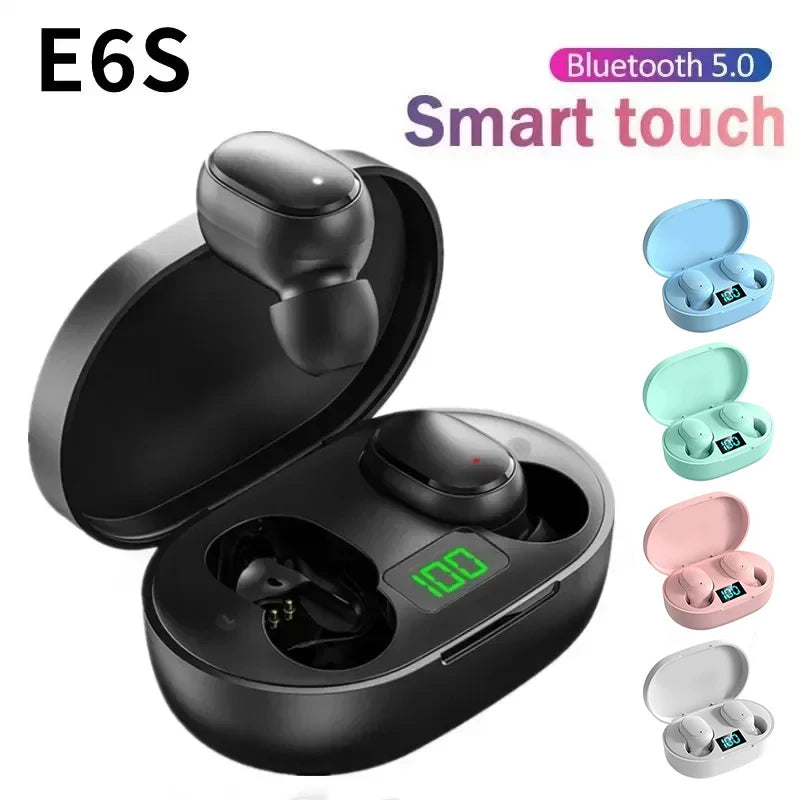 Air E6S TWS Bluetooth Earphones 5.2 Wireless Headphones with Mic Charging Box Handsfree Earbuds for Noise Reduction Headset