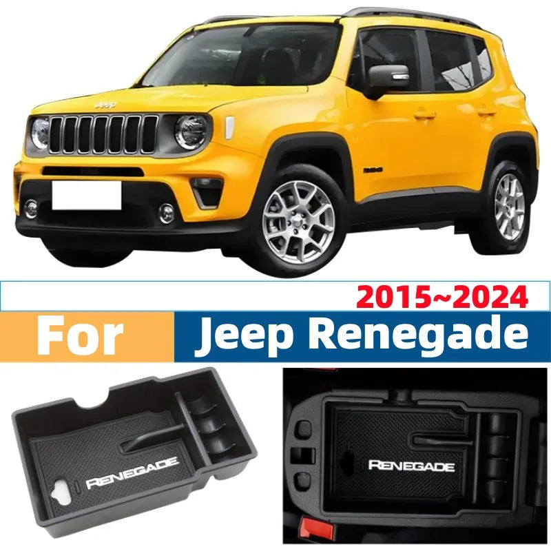For Jeep Renegade 2015~2024 Car Armrest Hidden Case New Upgraded ABS Material Black Storage Box For A Neat And Tidy Car Interior