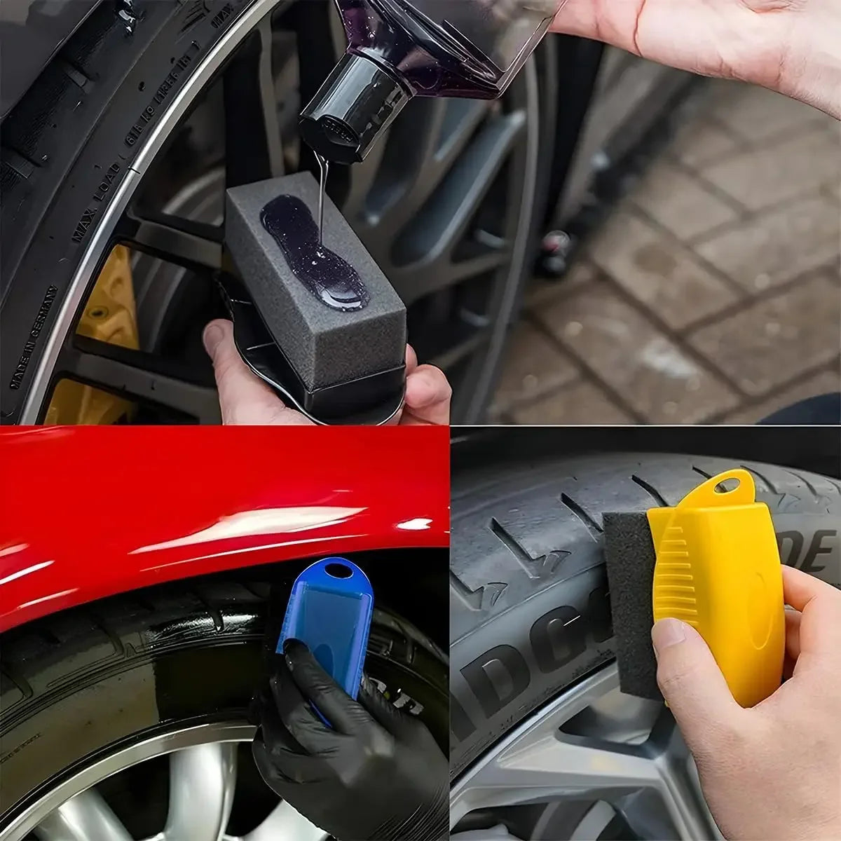 Car Wheel Polishing Waxing Sponge Brush ABS Car Tire Washing Cleaning Brushes Contour Detailing Dressing Applicator Pad