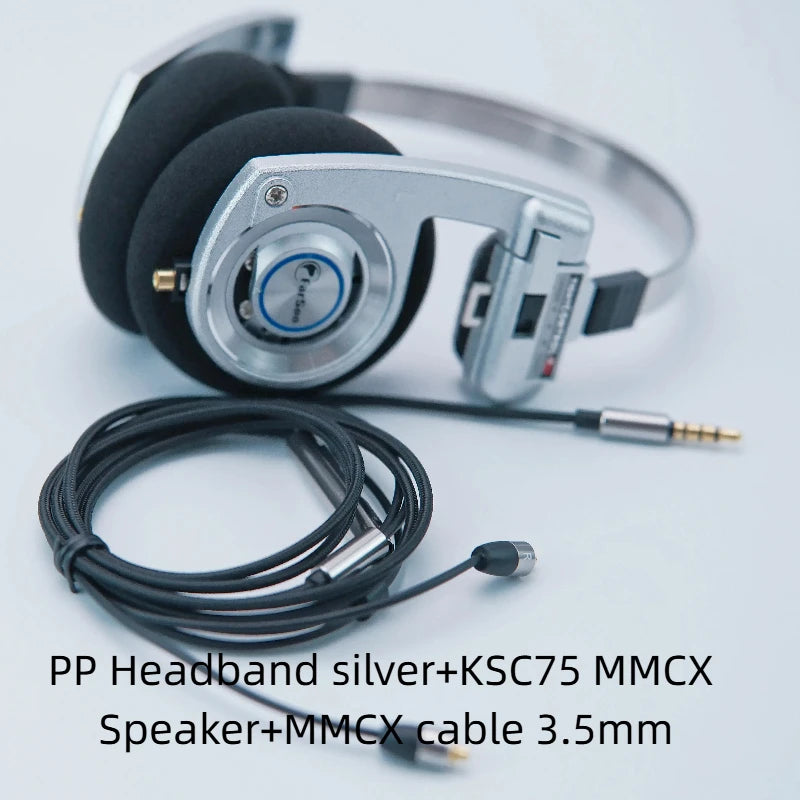Farsoo PP Headband with KSC75 MMCX Speaker Compatible with MMCX 3.5 Cable or Bluetooth Cable HIFI Sound Retro Music Headphone
