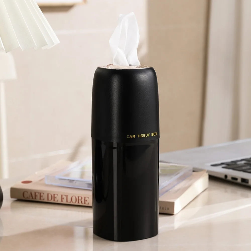 Refillable Car Tissues Cylinder Tissue Dispenser Cup Holder Round Tube Tissue Container Space-saving Large Capacity