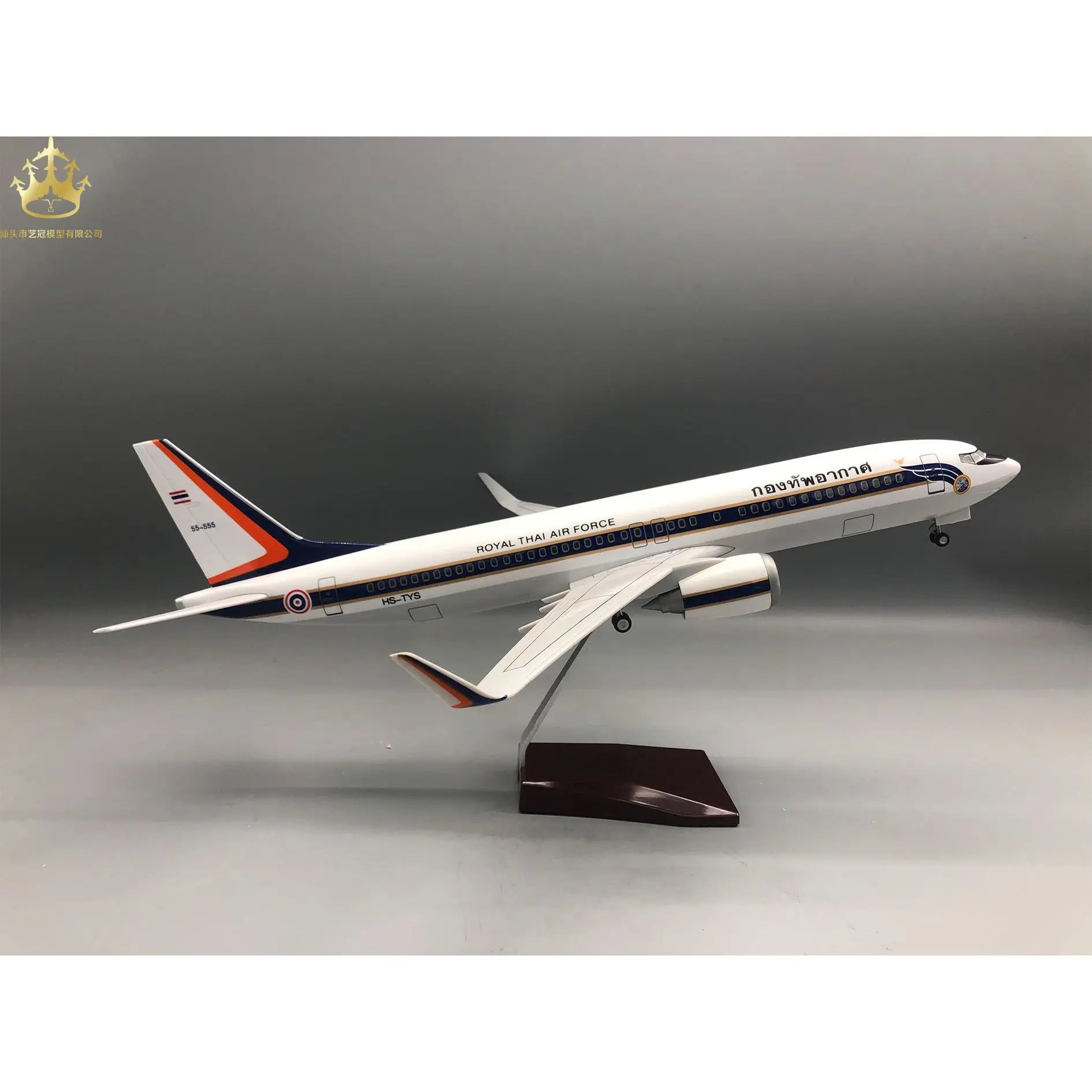 Royal Thai Presidential Boeing 737 Airplane Model 47cm Simulated Static Aircraft With Lights And Wheels For Collection Display