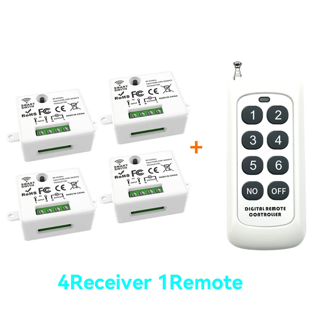 Mini Wireless Smart Light Switch with Remote Control 1000M Distance 433 Mhz RF Relay Receiver 220V Swi
