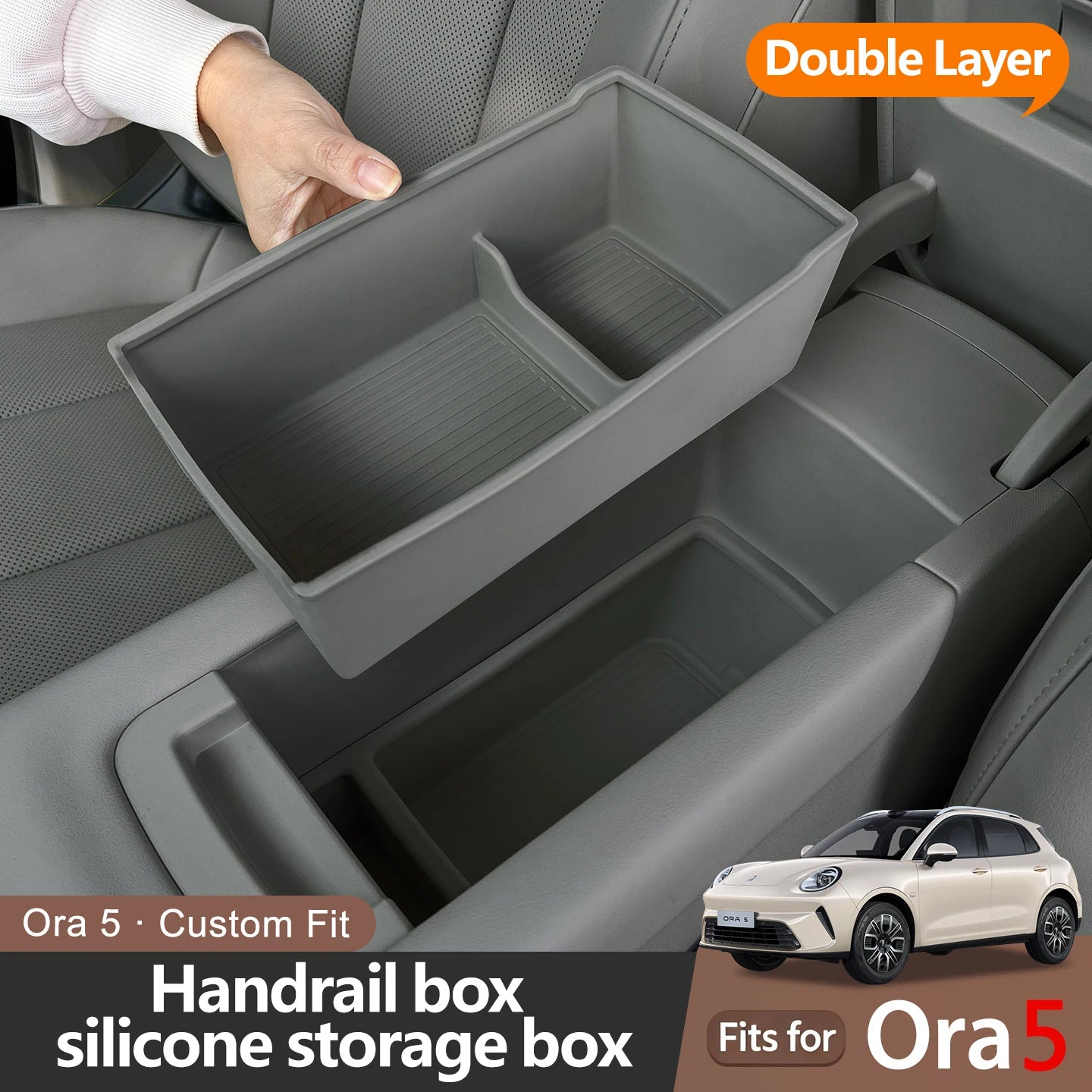 For GWM Ora 5 Car Styling Armrest Compartment Storage Box Center Console Organizer Cover Protector Decoration Accessories