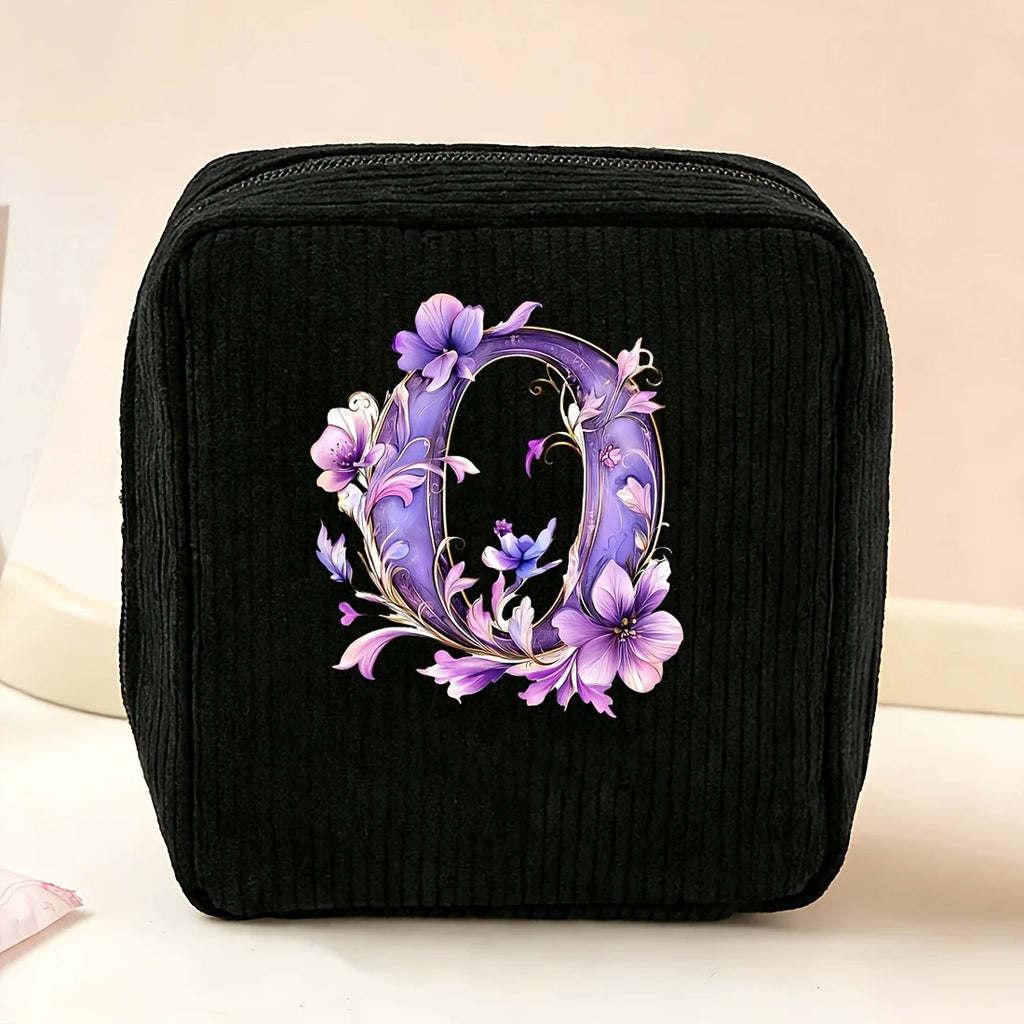 New Fashionable Purple Letter-Patterned Sanitary Napkin Storage Bag, Multifunctional Portable Travel and Daily Storage Bag, Ideal Gift Choice for Girls