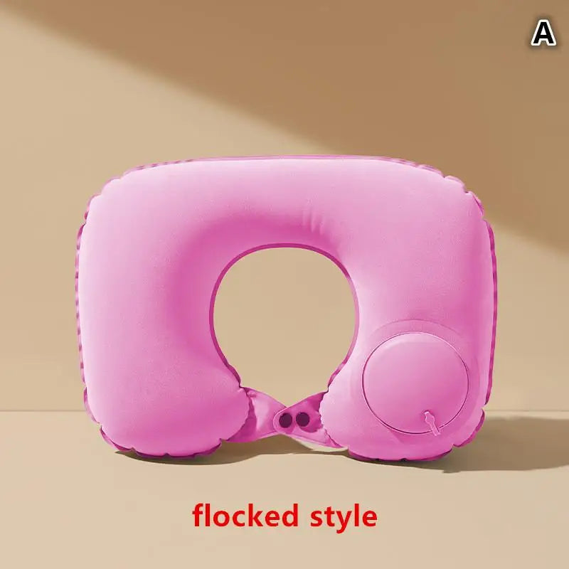 Flocking Inflatable Portable Neck Pillow That Can Be Stored And Self Filled Suitable For Outdoor Business Trips Camping〔CC33〕