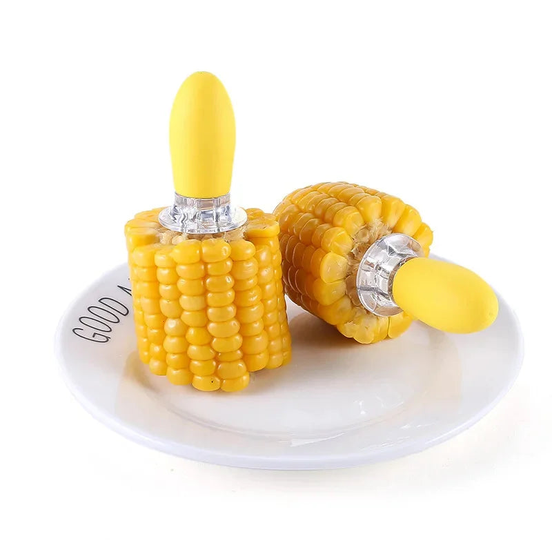 8Pcs Stainless Steel Corn Forks Holder BBQ Prongs Skewers Fork Hot Dog Fruits Corn On The Cob Fork Kitchen Gadget BBQ Tools