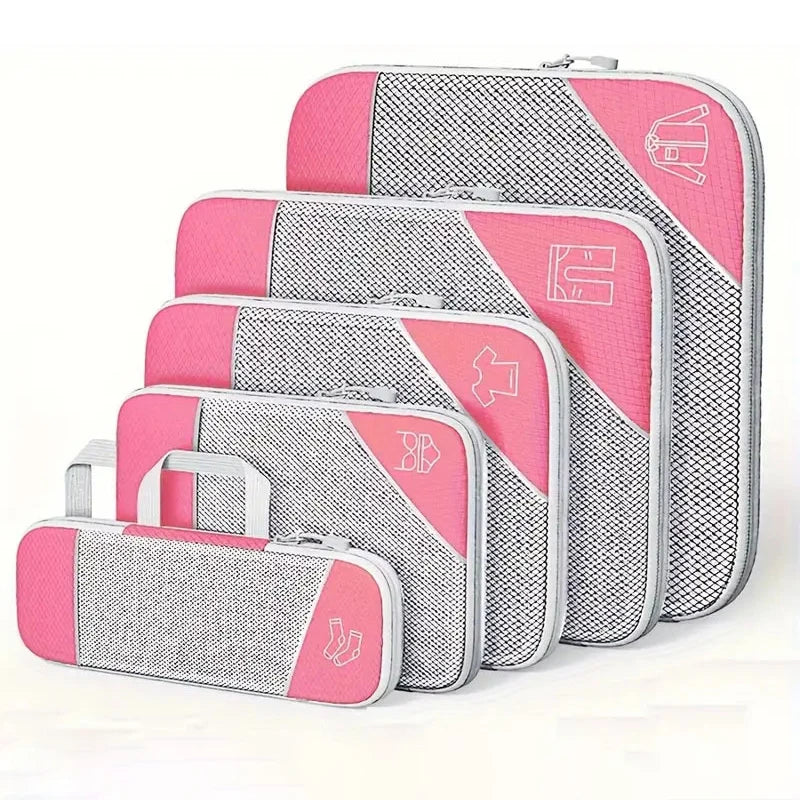 5 PCS Travel Clothing Storage Bag Compression Packing Cube Lightweight Luggage Organizers Sub Packaging Bag Travel Accessories