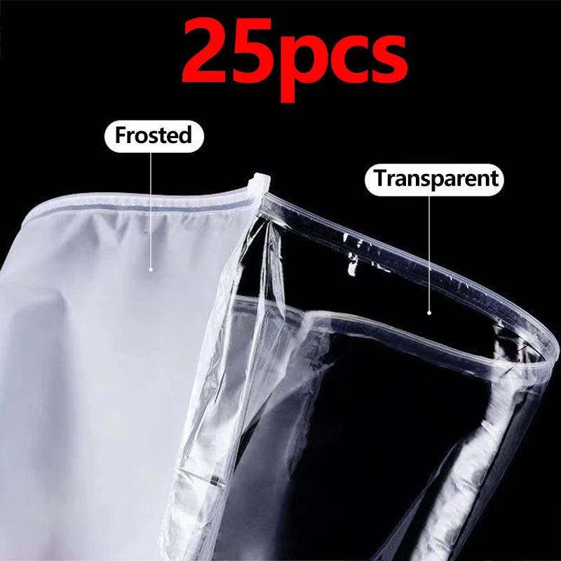 25/50pcs PE Clothing Frosted Zipper Bags T-shirt Cosmetics Clear Waterproof Storage Bag Home Travel Storage Pouch Customizable