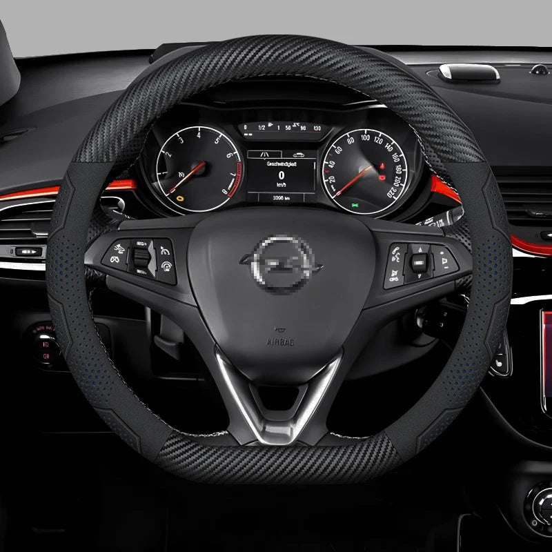 Opel OPCline ASTRA CORSA INSIGNIA MOKKA VECTRA GTC Tigra Carbon fiber Suede Leather Car Steering Wheel Cover Auto Accessories