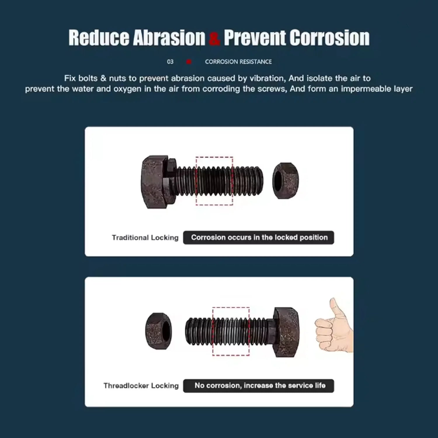 JXVX 243 1-6PCS Threadlocker Medium Strength Anaerobic Adhesive Antiloose Screw Glue Oil Resistant Fastener Sealant 10ml 50ml