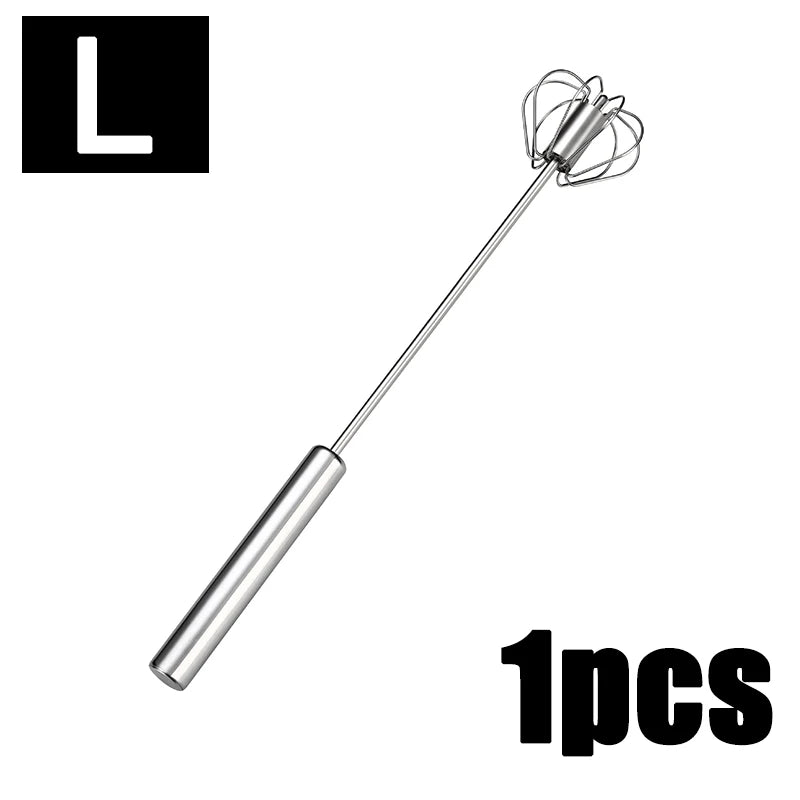1/3PC Semi Automatic Egg Beater Stainless Steel Semi-Automatic Mixer for Effortless Egg Cream Mixing Stirring Kitchen Tool