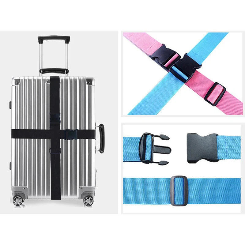 2 pieces nylon Luggage Strap Adjustable Travel Suitcase Buckle Strap Baggage Belt Travel Accessorises Suitcase Packing Seat Belt